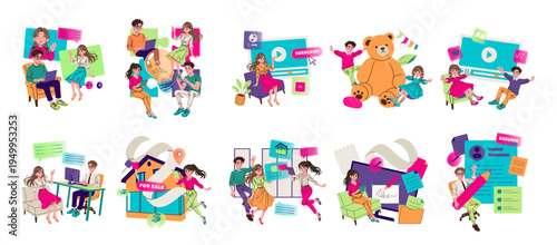 Creative Digital Interaction and Entertainment Vector Set