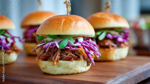 close-up gourmet slider with pulled meat
