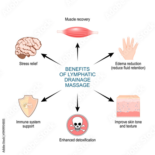 Benefits of lymphatic drainage massage. Therapeutic massage. Skin rejuvenation support