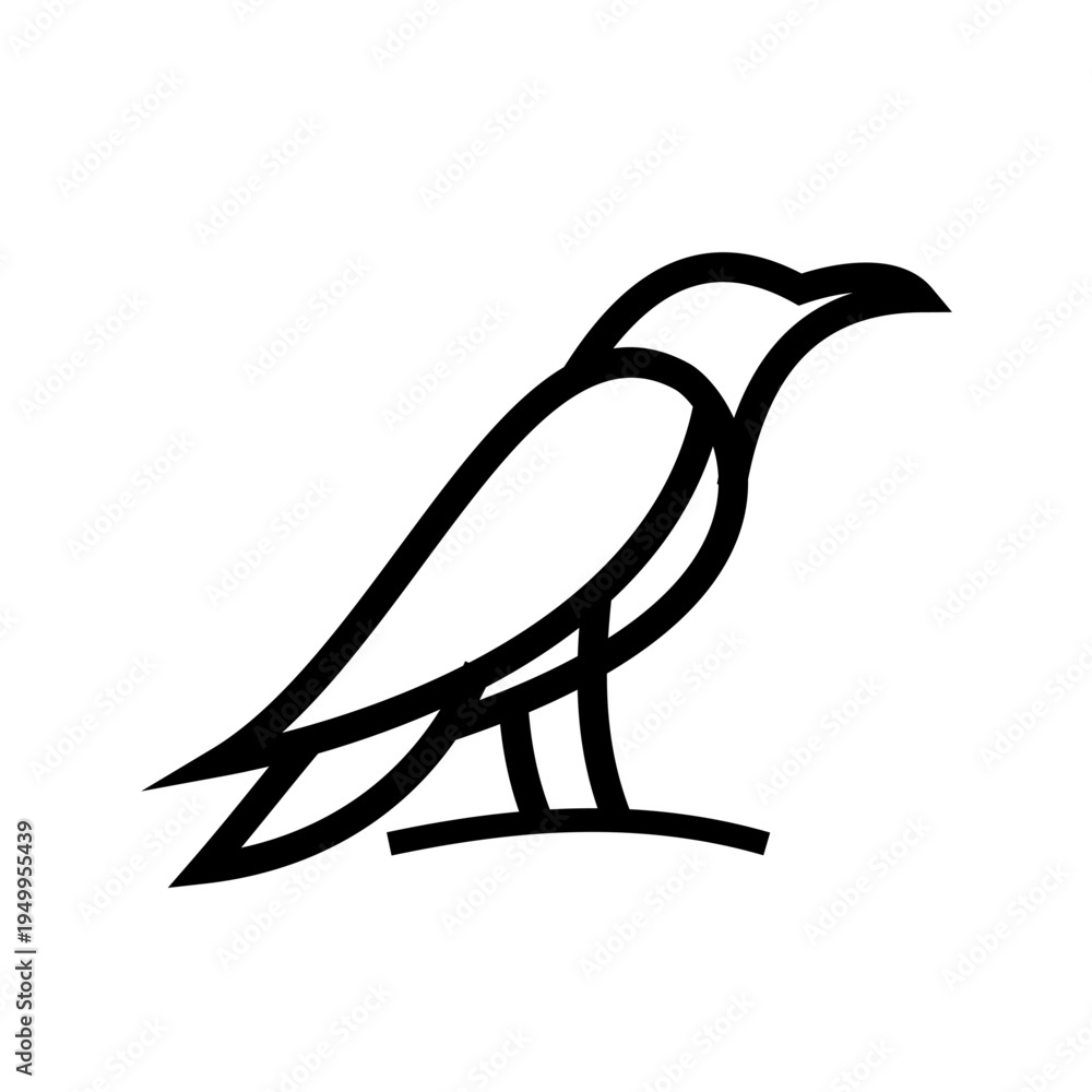 Obraz premium Minimalist Line Art Bird Icon Illustration in Black and White