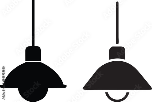 "hanging lamp silhouette vector – modern ceiling light icon clipart for interior, home, and design projects"