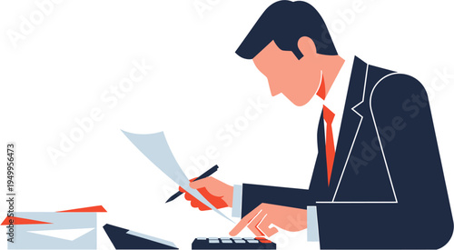 Dedicated professional meticulously analyzing financial data and performing calculations for business reports, ensuring accurate record-keeping and efficient administration