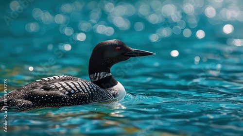Serene Loon Swimming on Tranquil Water