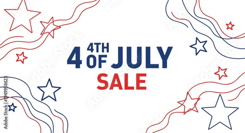 4th of July sale banner template vector