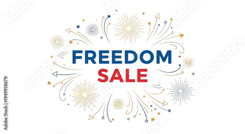 Vector sale badge with fireworks and 'FREEDOM SALE' text