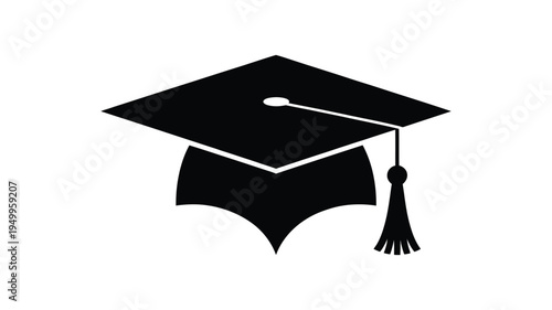 Modern graduation cap icon, contemporary flat and line style icon for school, college, and university graduation, academic success, and diploma celebration, vector illustration.