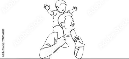 Father carrying happy child on shoulders