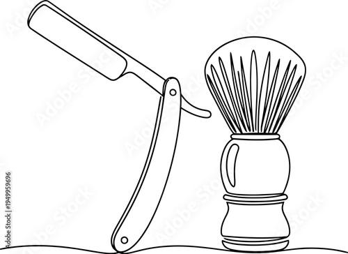 Shaving tools, straight razor and shaving brush