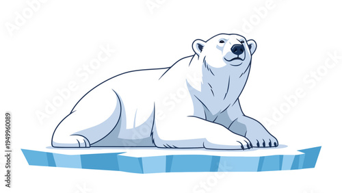 Polar Bear Lying on Ice Floe Vector Illustration Arctic Wildlife Animal Art for Environmental Themes and Nature Designs