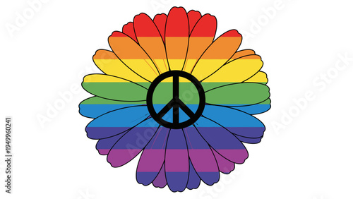 Rainbow Peace Flower Vector Illustration Graphic Symbol of Love and Harmony for Social Issues and Lifestyle