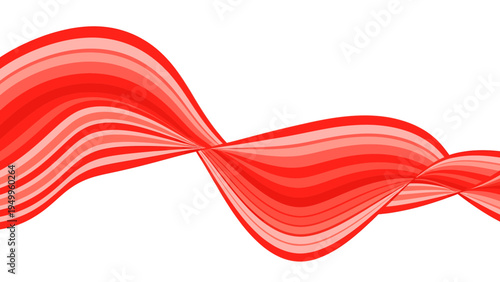 Red Abstract Wave Lines Flowing Ribbon Swirl, Dynamic Motion Graphic Element for Branding and Design Projects, Isolated on White Background