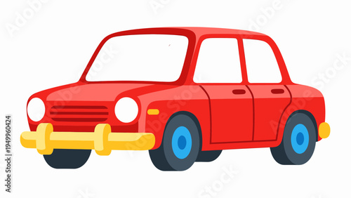 Retro Red Car Vector Illustration, Vintage Automobile Graphic, Classic Vehicle Design for Transportation and Nostalgia Projects