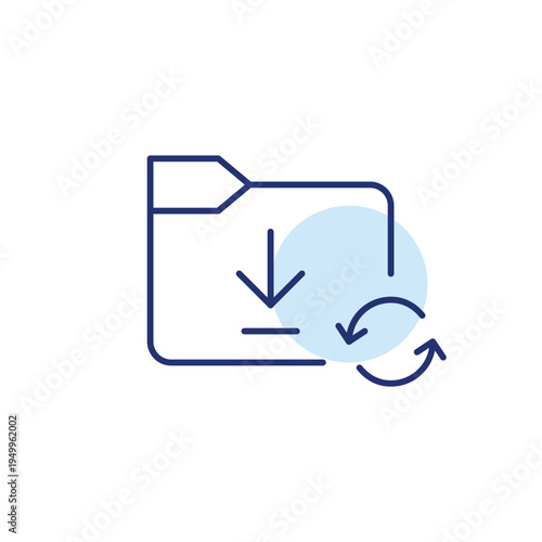 File download folder and renew arrows. Data update, synchronization and storage renewal. Pixel perfect, editable stroke vector icon