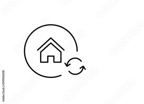 House and renew arrows. Smart home system update and maintenance, real estate transactions. Pixel perfect, editable stroke vector icon