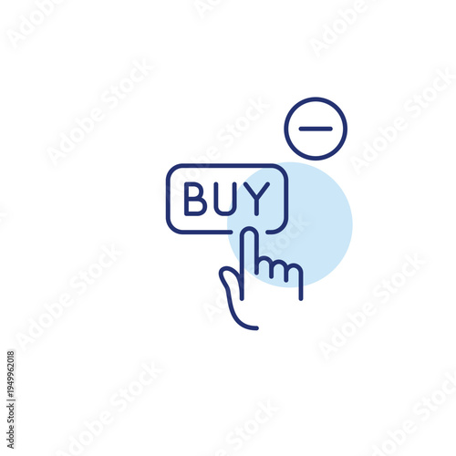 Buy button and minus. Market unavailable, transaction ended. Pixel perfect, editable stroke vector icon