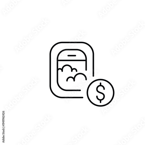 Airplane window and dollar. Flight cost, travel expenses. Pixel perfect, editable stroke vector icon