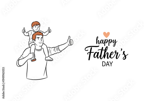 Happy fathers day illustration with a man and child
