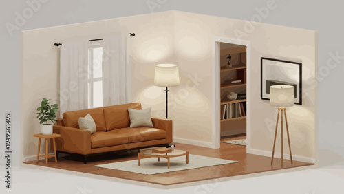 Modern Living Room with Fireplace and Stylish Furniture