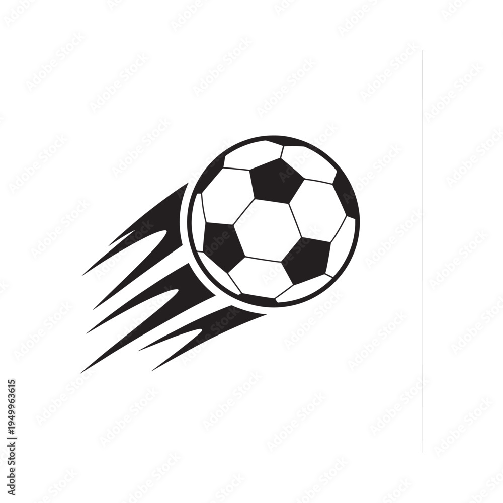 Obraz premium A black and white illustration depicting a soccer ball in motion