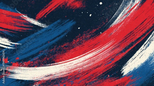 Abstract brush stroke textured background with red white and blue paint