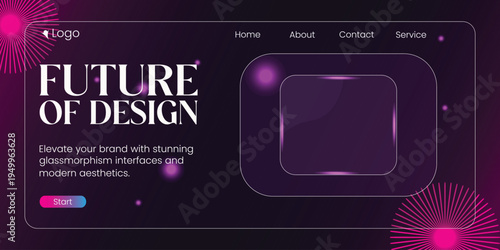 Future Design Interface: A modern design interface embodies the Future of Design, showcasing a futuristic vision with clean lines, glowing accents, and an elegant layout. 