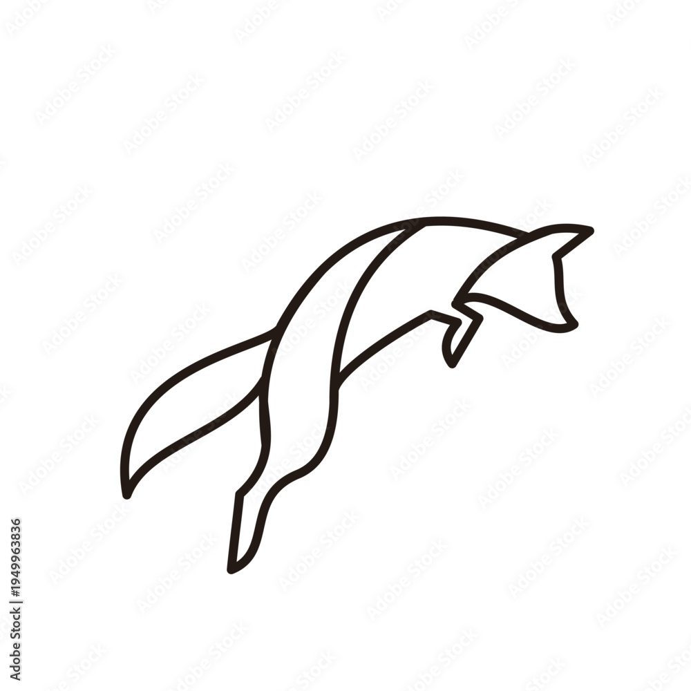 Obraz premium Minimalist Line Art Illustration of a Jumping Fox - Dynamic Black Outline Graphic