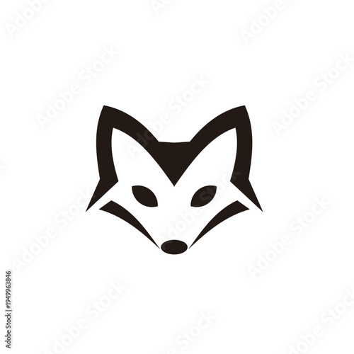 Minimalist Fox Head Logo Design - Black and White Vector Icon Illustration