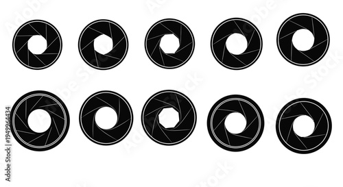 Arrangement of camera apertures in varying sizes a striking silhouette