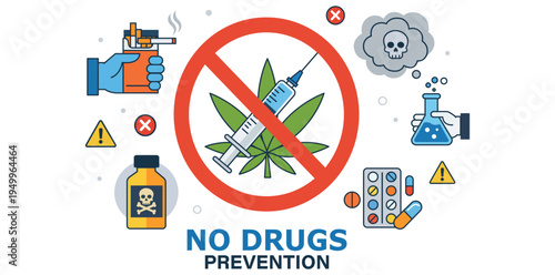 No Drugs Prevention Vector Illustration