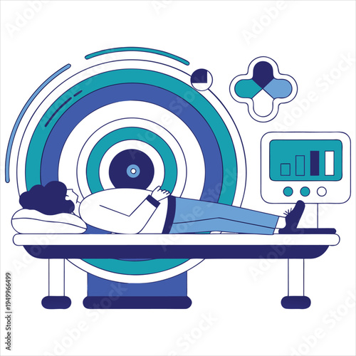 Patient undergoing MRI and CT scan in a modern medical facility, technology concept