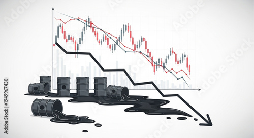 Oil Price Crash - Black Gold Spill and Market Downturn.