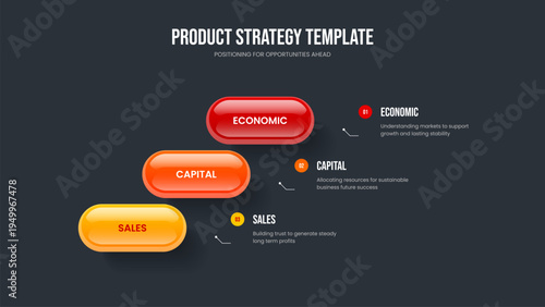 Corporate Solution Slideshow Layout Vector Illustration. Sales Visualization Three Option Diagram Slide Design. Financial Profile 3 Step Infographic Presentation Template.