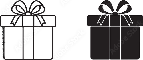 Black and white gift boxes with bows on top