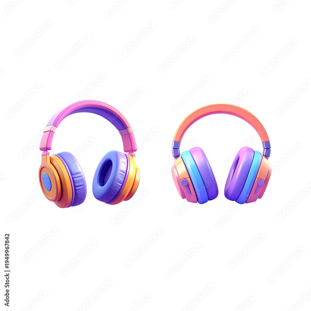 Naklejka premium Stereo headphones on a white background.