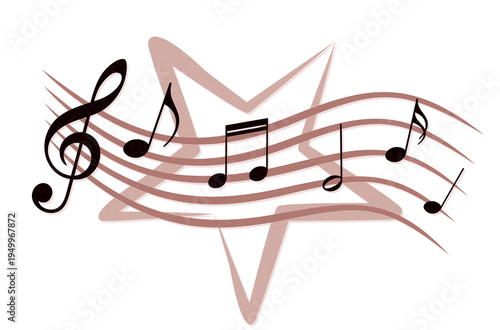 Symbol of music notes with star.