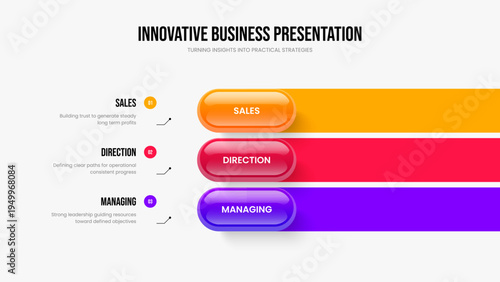 Corporate Report Three Step Diagram Slideshow Design. Financial Visualization Presentation Layout Vector Illustration. Business Introduction 3 Element Infographic Frame Template.
