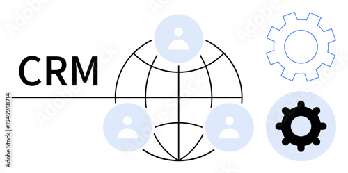 CRM concept. CRM tools for global network customer management and interaction. CRM systems improve marketing, sales, and communication. Ideal for business, technology, marketing, software strategy