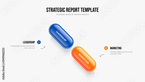Creative Report 2 Element Diagram Slideshow Design. Sales Insight Two Option Infographic Frame Layout. Investor Campaign Presentation Template Vector Illustration.