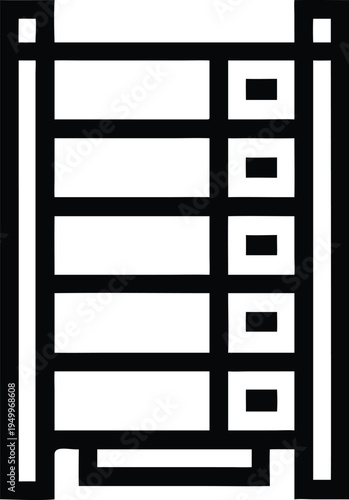 A minimalist linear icon depicting a vertical storage cabinet with multiple individual compartments
