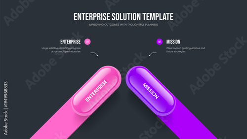 Investor Performance Two Element Infographic Frame Template. Advertising Growth Slide Layout Vector Illustration. Market Proposal 2 Option Diagram Slideshow Design.