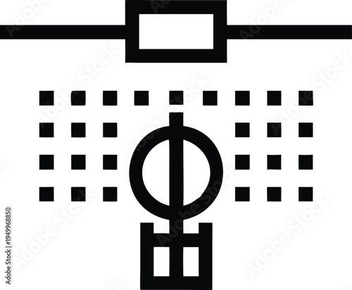 A renewable energy solar panel array with a central collector capturing sunlight for power generation