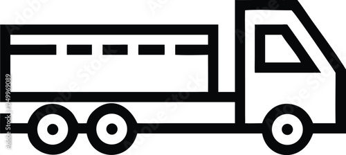 A simple flatbed truck line icon illustrating freight and logistics transportation