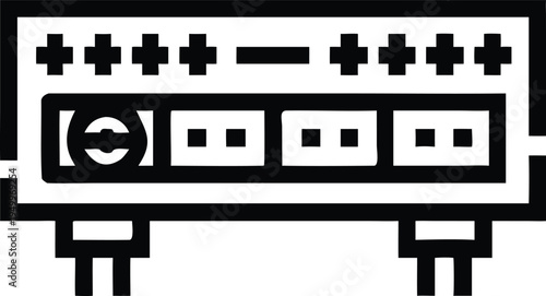 A sleek black outline icon represents a modern electronic stereo audio video receiver component