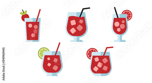 Red Sangria Line art vector modern artistic abstract
