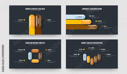 Business Introduction Two Three Four Five Element Diagram Slide Template Vector Illustration Collection. Investor Analysis 2 3 4 5 Step Infographic Presentation Design Bundle.