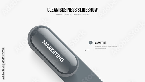Corporate Performance 1 Option Diagram Slideshow Layout. Market Innovation Slide Template Vector Illustration. Enterprise Profile One Element Infographic Presentation Design.