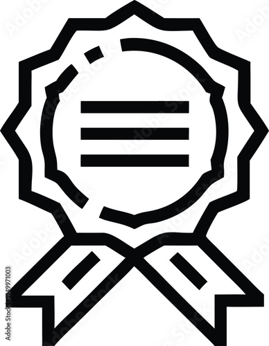 Award ribbon emblem signifying official certificate of achievement or quality guarantee