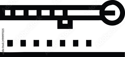 Black outline icon depicting a horizontal barrier gate with a dotted line indicating restricted access