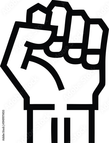 Bold geometric raised fist symbol representing power, protest, and solidarity movements