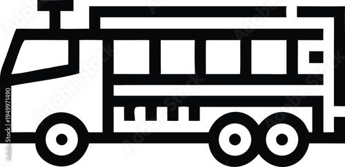 Bold line icon illustration depicting a robust fire truck used for emergency response services